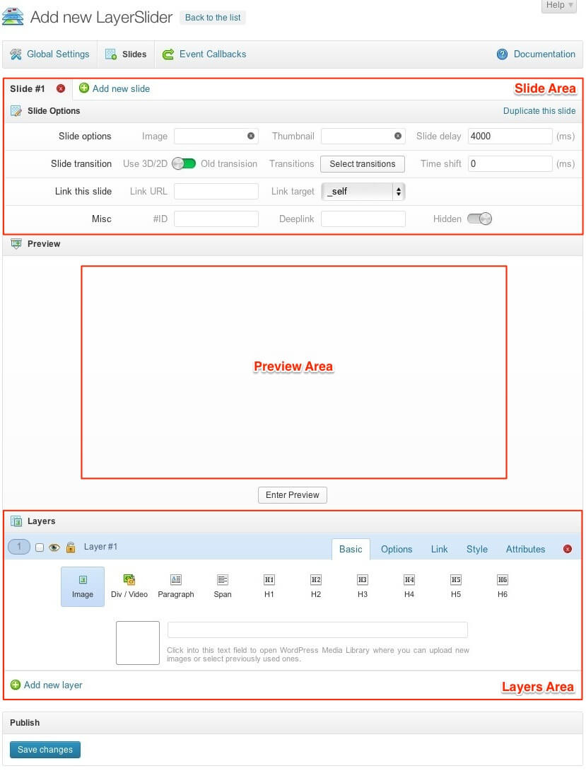 Layer Slider backend